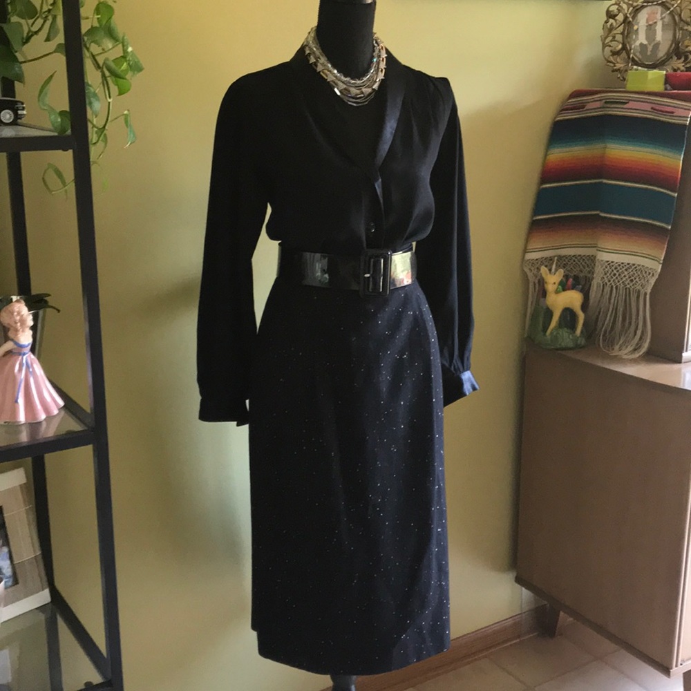 🍁Black wool blend pencil skirt🍁